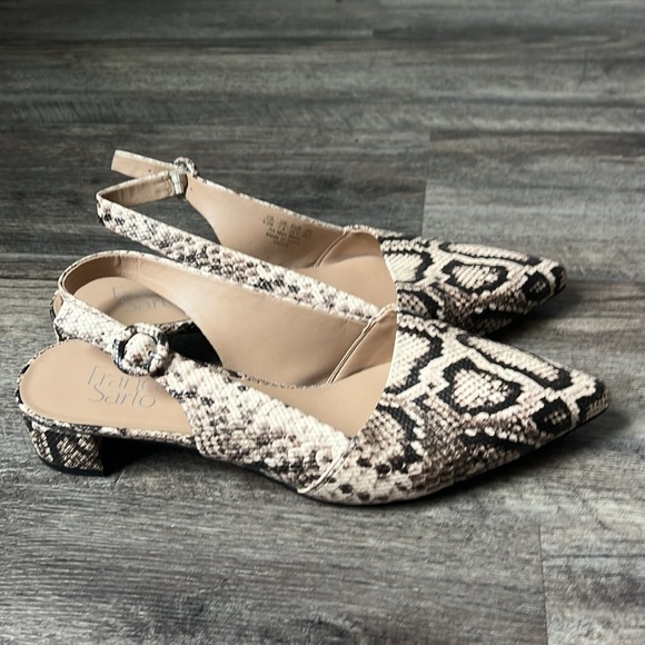 Franco Sarto Vickie Slingback Vanilla Snake Print Block Heel Sandal 9.5 🔥 - Picture 2 of 7